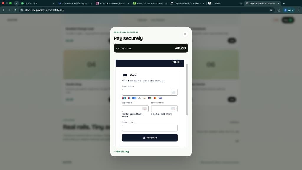 Messenger payment checkout